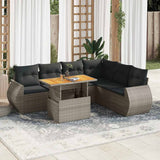 vidaXL 7-delige Loungeset met kussens poly rattan zwart