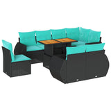 vidaXL 9-delige Loungeset met kussens poly rattan zwart