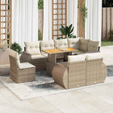 vidaXL 9-delige Loungeset met kussens poly rattan zwart