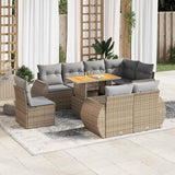 vidaXL 9-delige Loungeset met kussens poly rattan zwart