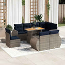 vidaXL 9-delige Loungeset met kussens poly rattan zwart