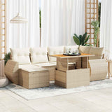 vidaXL 7-delige Loungeset met kussens poly rattan zwart