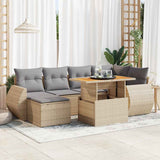 vidaXL 7-delige Loungeset met kussens poly rattan zwart