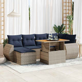 vidaXL 7-Piece Lounge Set with Cushions Poly Rattan Black