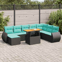 vidaXL 9-piece Lounge Set with Cushions Poly Rattan Grey