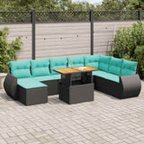 vidaXL 9-piece Lounge Set with Cushions Poly Rattan Grey