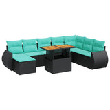 vidaXL 9-piece Lounge Set with Cushions Poly Rattan Grey