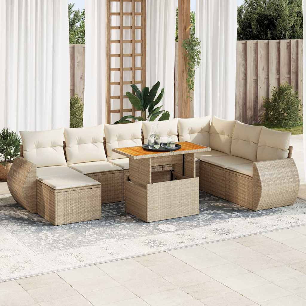 vidaXL 9-piece Lounge Set with Cushions Poly Rattan Black