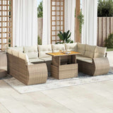 vidaXL 10-Piece Lounge Set with Cushions Poly Rattan Black