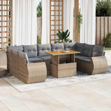 vidaXL 10-Piece Lounge Set with Cushions Poly Rattan Black