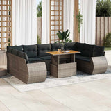 vidaXL 10-Piece Lounge Set with Cushions Poly Rattan Black