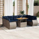 vidaXL 10-delige Loungeset met kussens poly rattan zwart