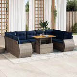 vidaXL 10-delige Loungeset met kussens poly rattan zwart