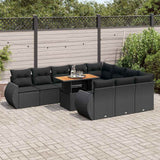 vidaXL 11-delige Loungeset met kussens poly rattan zwart
