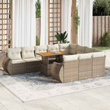 vidaXL 11-delige Loungeset met kussens poly rattan zwart