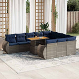 vidaXL 11-Piece Lounge Set with Cushions Poly Rattan Black