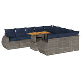 vidaXL 11-Piece Lounge Set with Cushions Poly Rattan Black