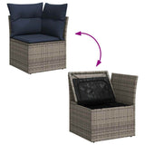 vidaXL 11-Piece Lounge Set with Cushions Poly Rattan Black