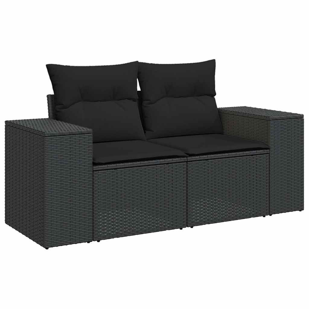 vidaXL 5-Piece Lounge Set with Cushions Poly Rattan Black