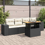 vidaXL 5-Piece Lounge Set with Cushions Poly Rattan Black