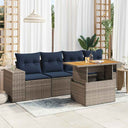 vidaXL 5-delige Loungeset met kussens poly rattan zwart