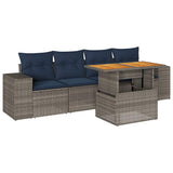 vidaXL 5-delige Loungeset met kussens poly rattan zwart