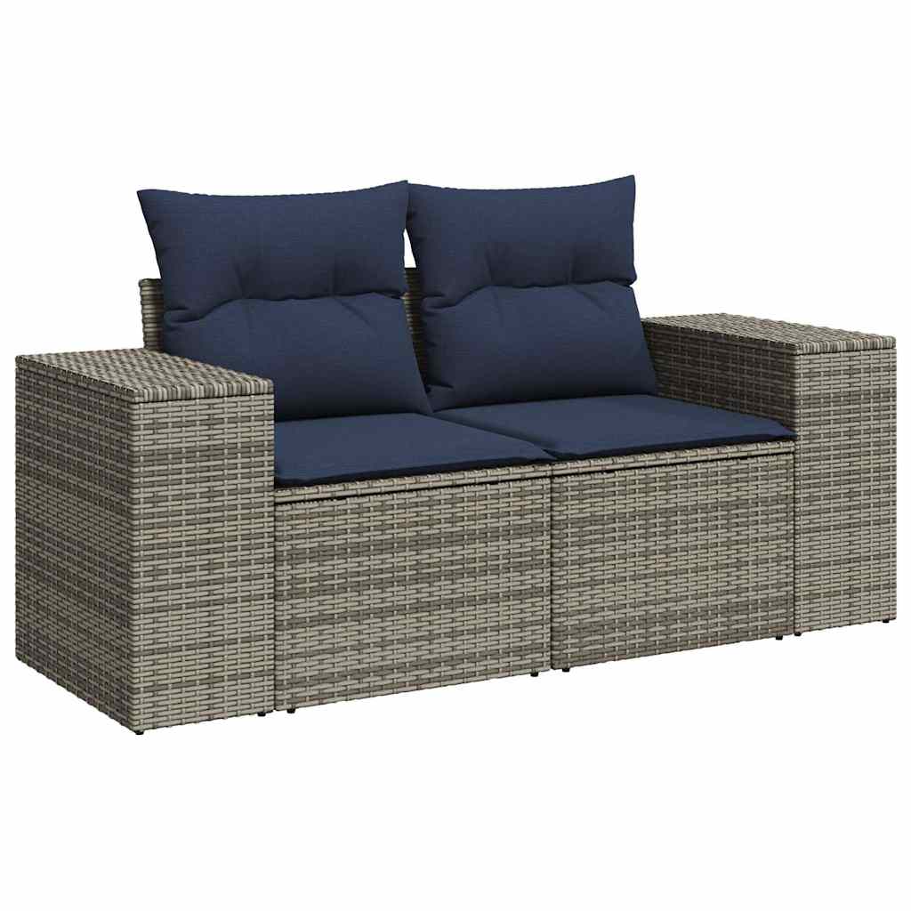vidaXL 5-delige Loungeset met kussens poly rattan zwart