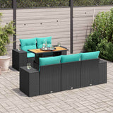 vidaXL 6-delige Loungeset met kussens poly rattan zwart