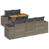 vidaXL 6-Piece Lounge Set with Cushions Poly Rattan Black