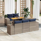vidaXL 6-delige Loungeset met kussens poly rattan zwart