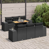 vidaXL 7-Piece Lounge Set with Cushions Poly Rattan Black