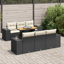 vidaXL 7-Piece Lounge Set with Cushions Poly Rattan Black