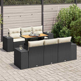 vidaXL 7-Piece Lounge Set with Cushions Poly Rattan Black