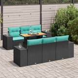 vidaXL 7-delige Loungeset met kussens poly rattan zwart
