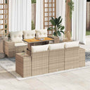 vidaXL 7-Piece Lounge Set with Cushions Poly Rattan Black