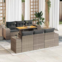 vidaXL 7-Piece Lounge Set with Cushions Poly Rattan Black