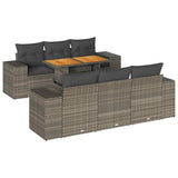 vidaXL 7-Piece Lounge Set with Cushions Poly Rattan Black