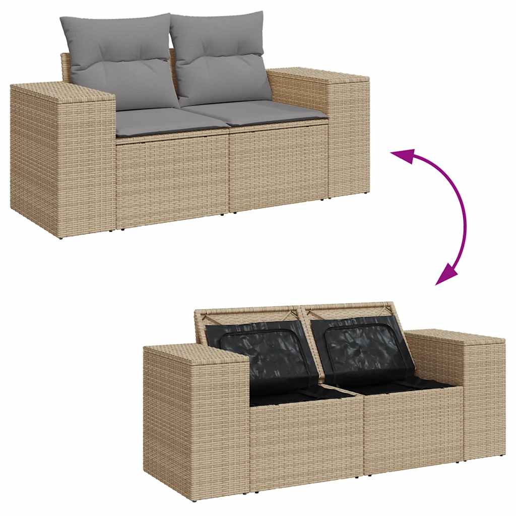 vidaXL 7-Piece Lounge Set with Cushions Poly Rattan Black