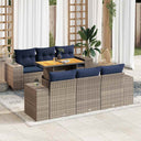 vidaXL 7-delige Loungeset met kussens poly rattan zwart