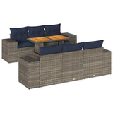 vidaXL 7-delige Loungeset met kussens poly rattan zwart