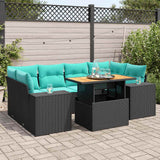 vidaXL 7-delige Loungeset met kussens poly rattan zwart