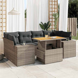 vidaXL 7-delige Loungeset met kussens poly rattan zwart