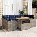 vidaXL 7-delige Loungeset met kussens poly rattan zwart