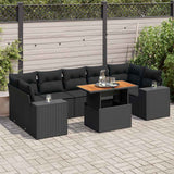 vidaXL 8-Piece Lounge Set with Cushions Poly Rattan Black