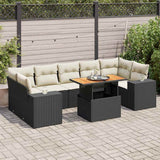 vidaXL 8-Piece Lounge Set with Cushions Poly Rattan Black