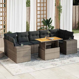 vidaXL 8-Piece Lounge Set with Cushions Poly Rattan Black