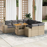 vidaXL 9-piece Poly Rattan Lounge Set with Cushions Black