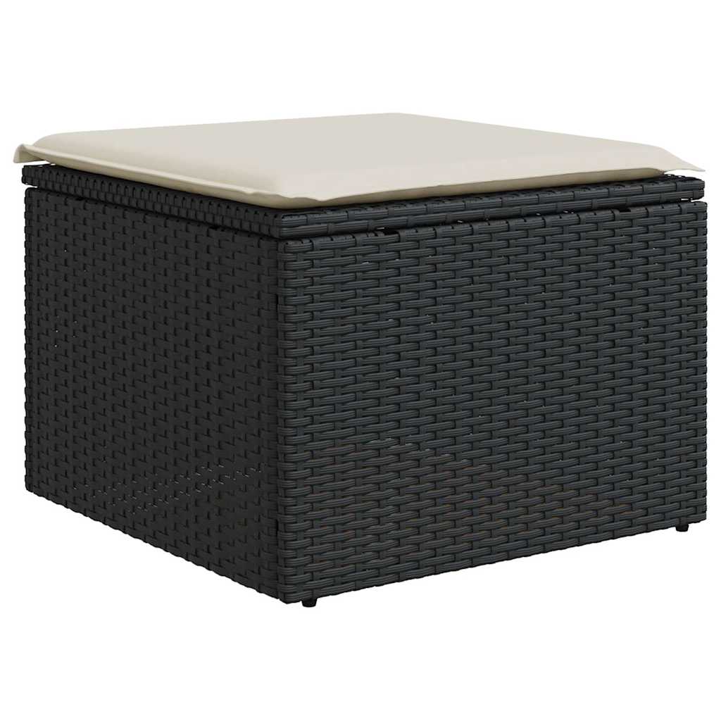 vidaXL 6-delige Loungeset met kussens poly rattan zwart