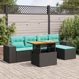vidaXL 6-Piece Lounge Set with Cushions Poly Rattan Black