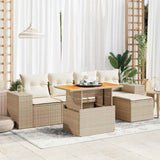 vidaXL 6-delige Loungeset met kussens poly rattan zwart